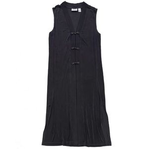 Vintage 90s Chico’s Travelers Black Long Slinky Button Knot Side Slit Vest